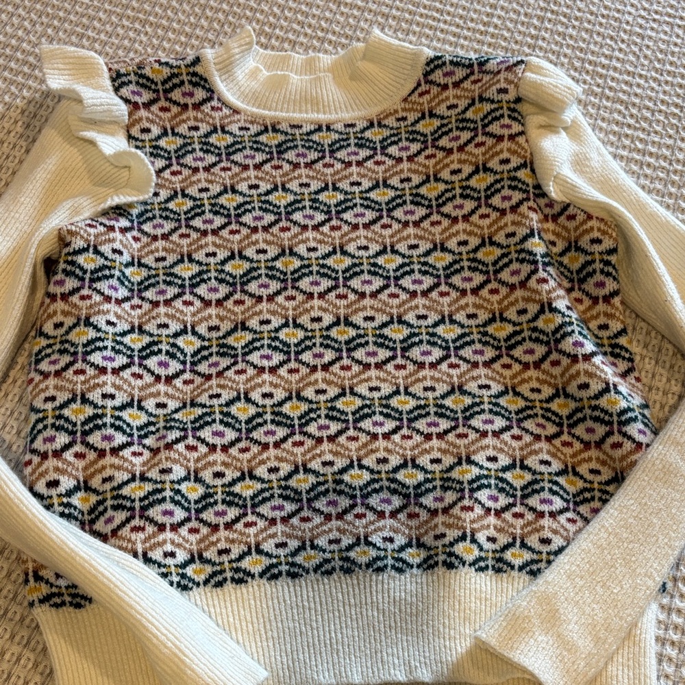 Loft flutter sleeved fair isles sweater small